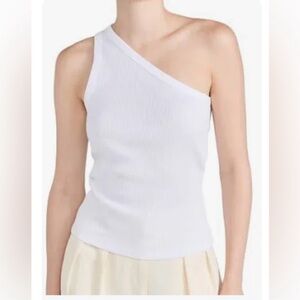NWT RÓHE White One Shoulder Cut Out Back Tank Top size US 4 / 36